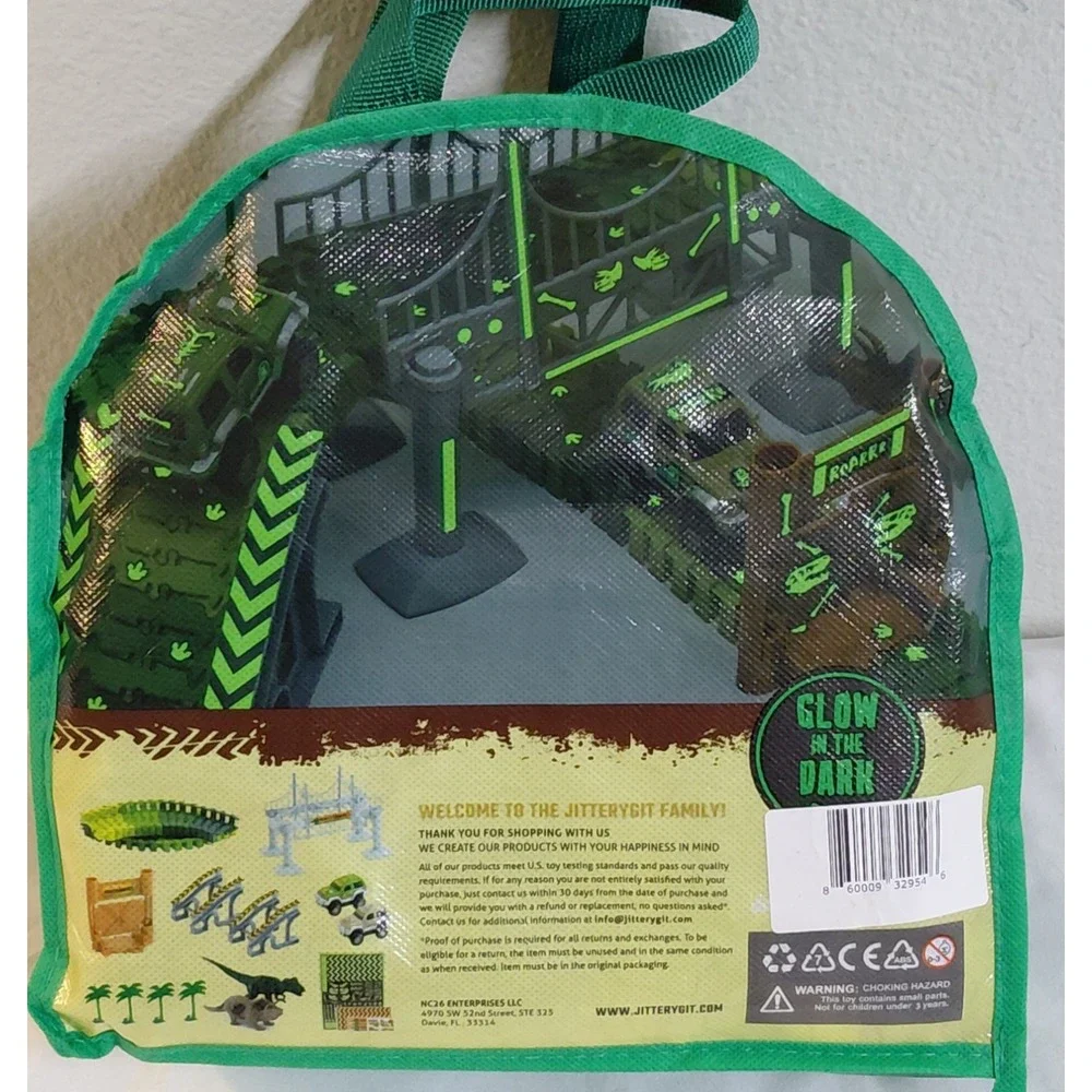 JitteryGit Dino's Journey Dinosaur Race Track Glow in Dark 177pc Carry Case